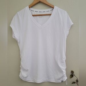 DKNY White Short Sleeve V-Neck Tee